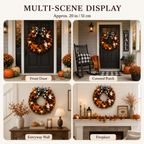 20 Inch Lighted Halloween Fall Wreath Warm - Spooky-Cute Charm for Your Front Door 🎃👻