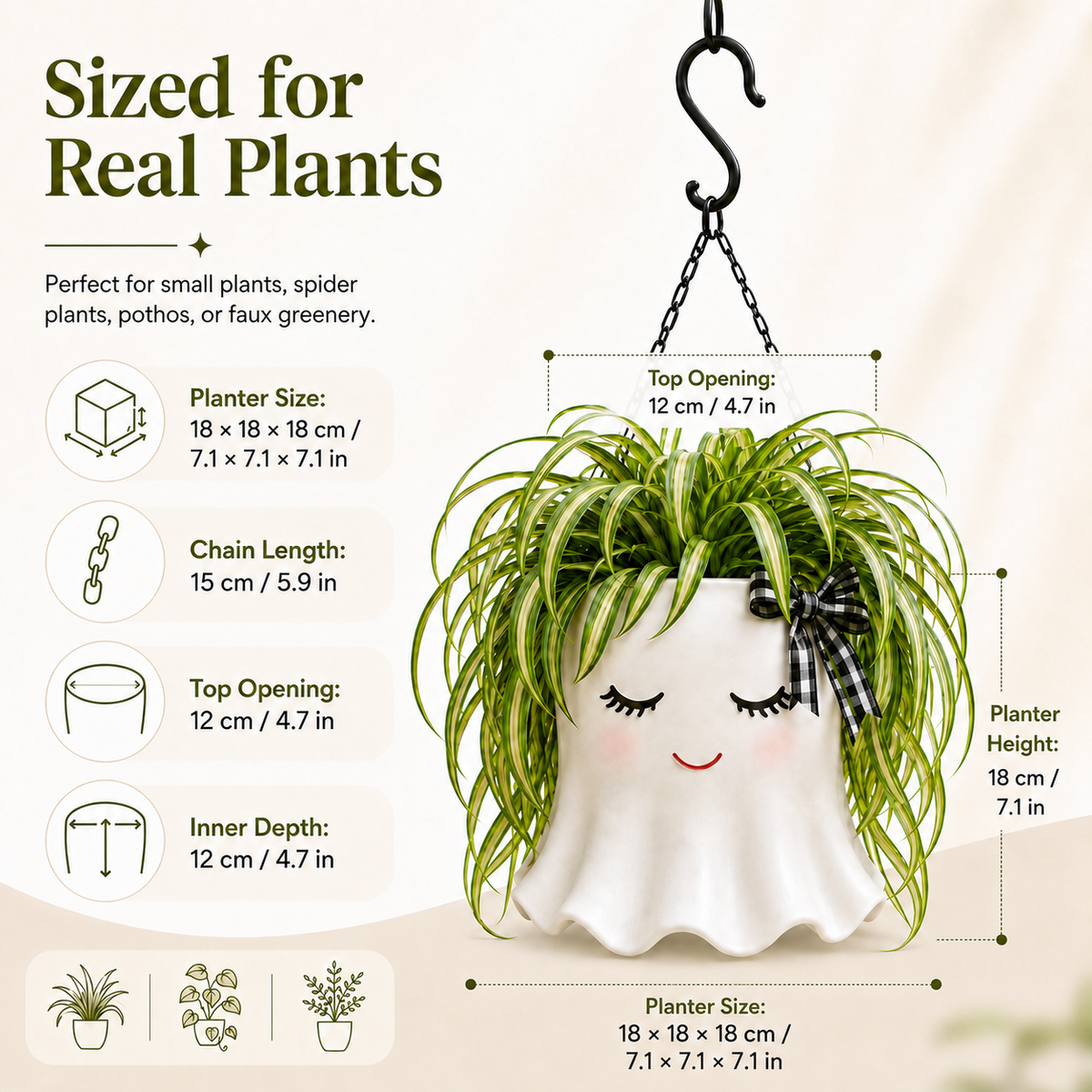 Cute Ghost Hanging Planter