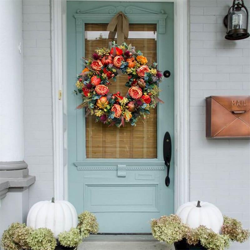 💖Fall Peony And Pumpkin Wreath - Year Round Wreath