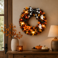 20 Inch Lighted Halloween Fall Wreath Warm - Spooky-Cute Charm for Your Front Door 🎃👻