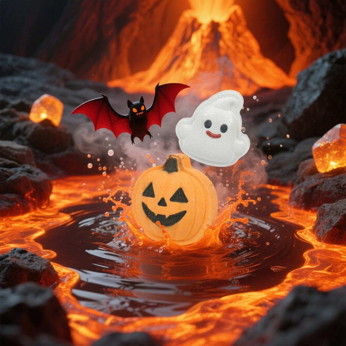 🎃Halloween Bath Bomb Gift Set - 6-Piece Scary Cute Kids Bath Bomb Gift Box, Includes Witch, Bat, Black Cat, Skull, Ghost and Pumpkin Bubble Spa Balls🎃