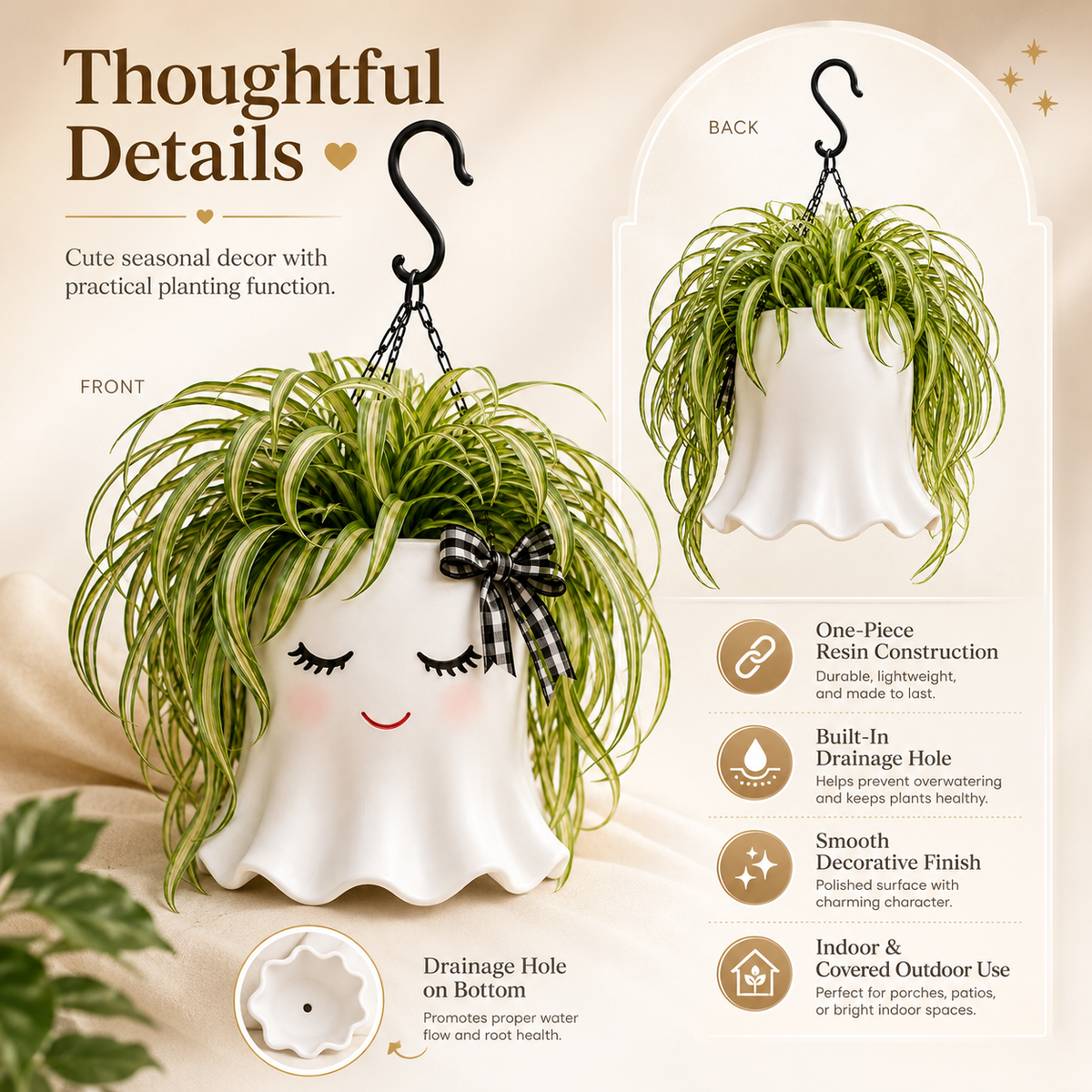 Cute Ghost Hanging Planter