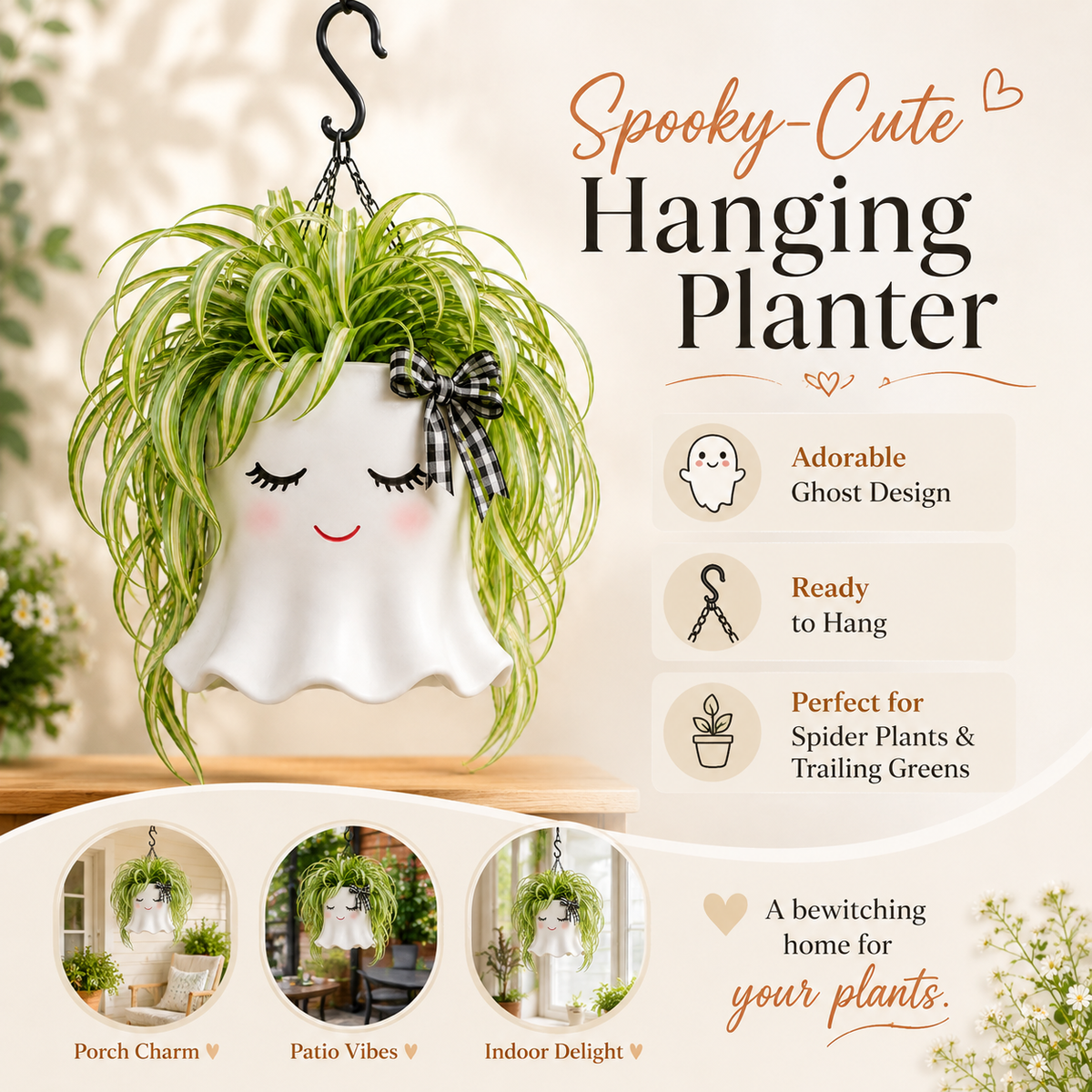 Cute Ghost Hanging Planter