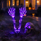 Halloween Skeleton Hands & Skull LED Yard Stakes