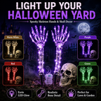 Halloween Skeleton Hands & Skull LED Yard Stakes