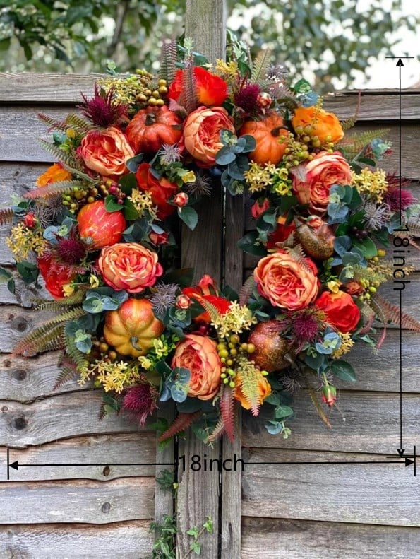💖Fall Peony And Pumpkin Wreath - Year Round Wreath