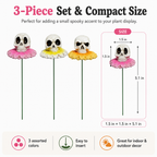 3pcs/Lot Gothic Dark Skull And Flower Figurine