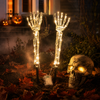 Halloween Skeleton Hands & Skull LED Yard Stakes