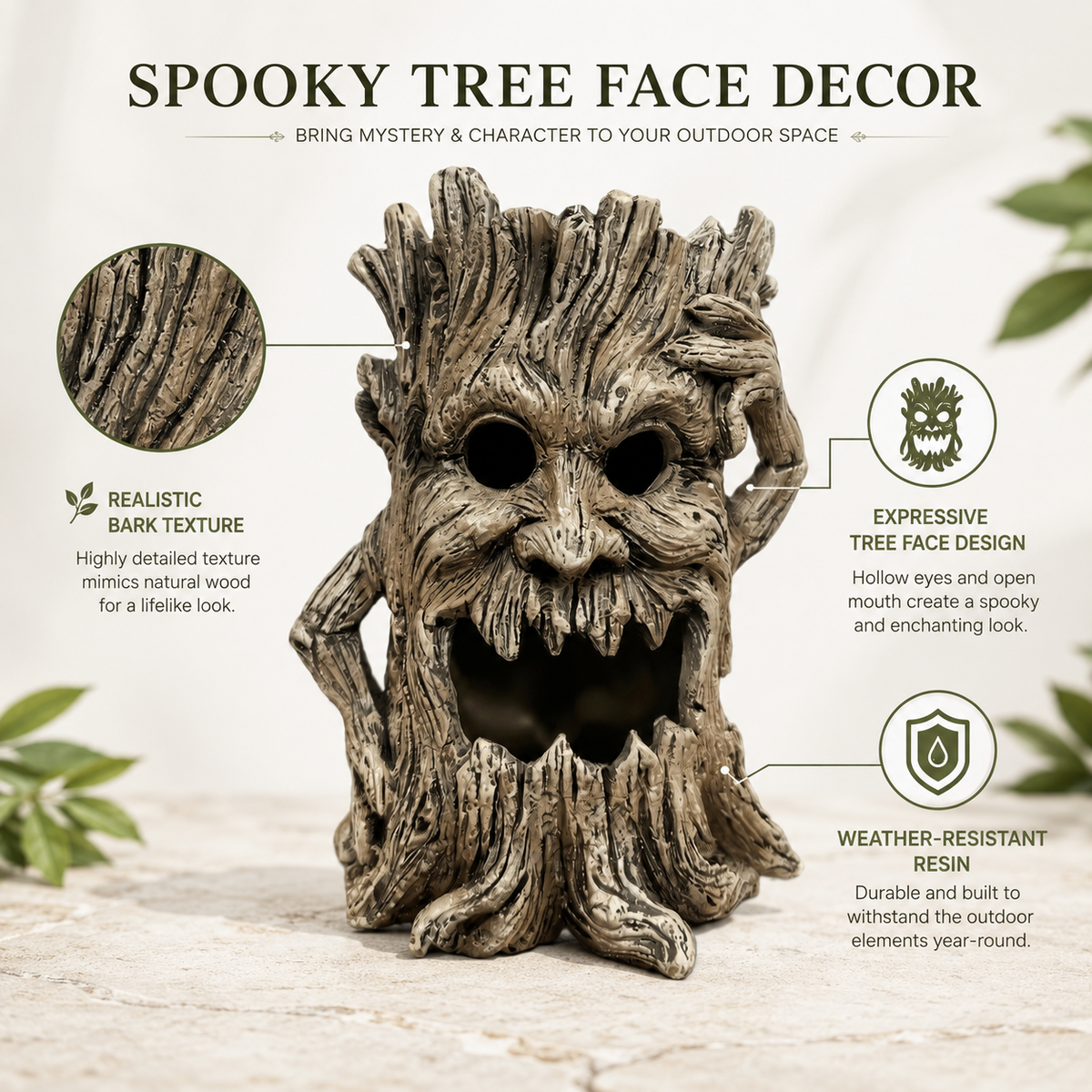 Spooky Tree Stump Halloween Decoration