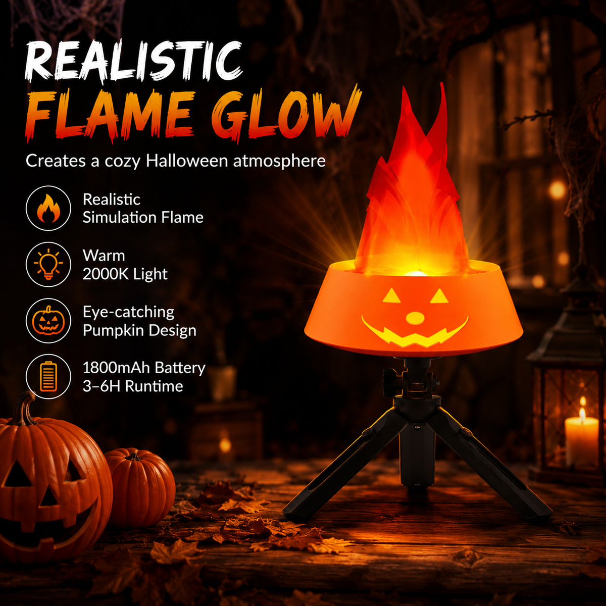Halloween Pumpkin Simulation Flame Lamp