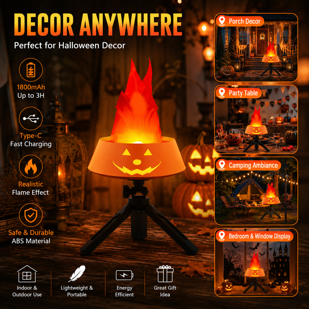 Halloween Pumpkin Simulation Flame Lamp