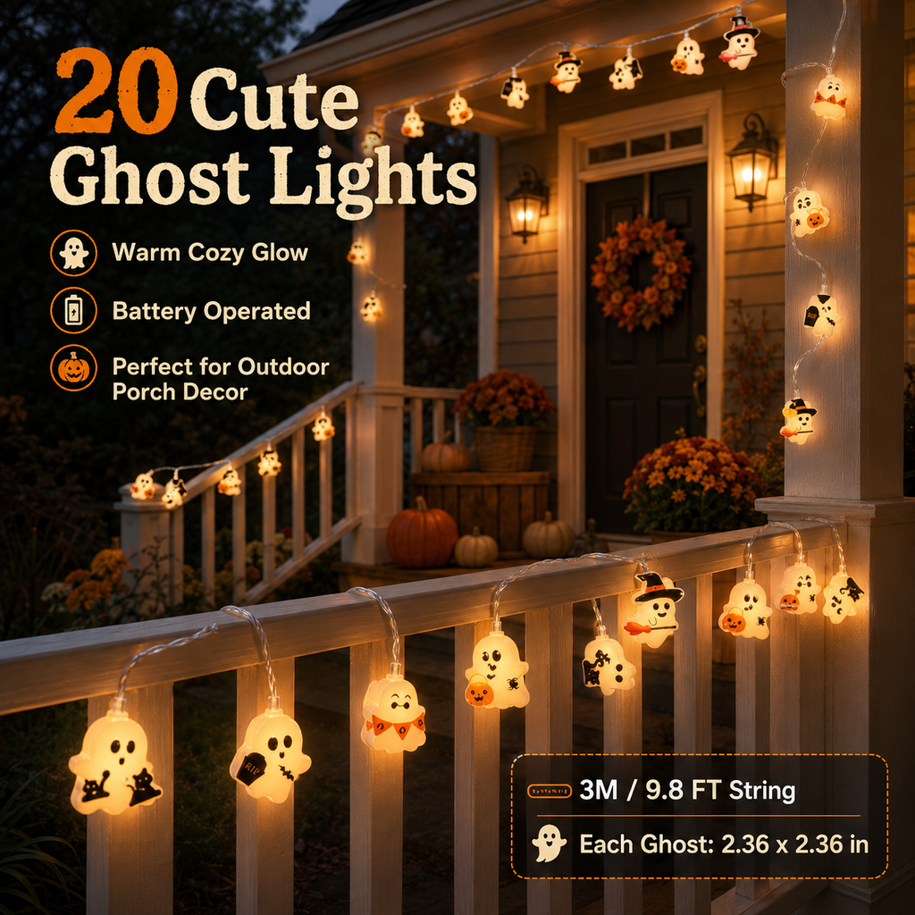 Cute Halloween Ghost String Lights