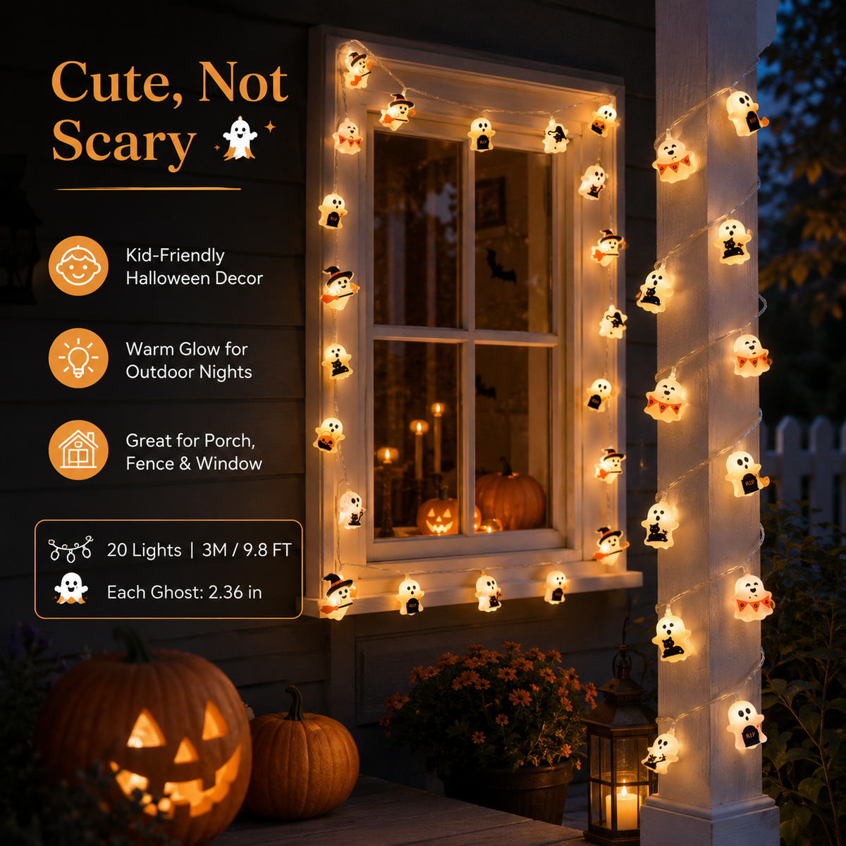 Cute Halloween Ghost String Lights