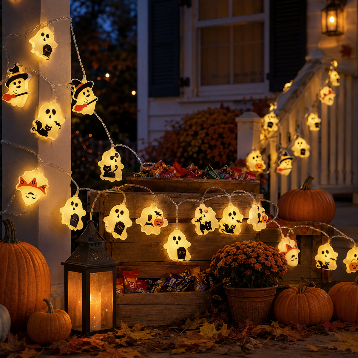 Cute Halloween Ghost String Lights