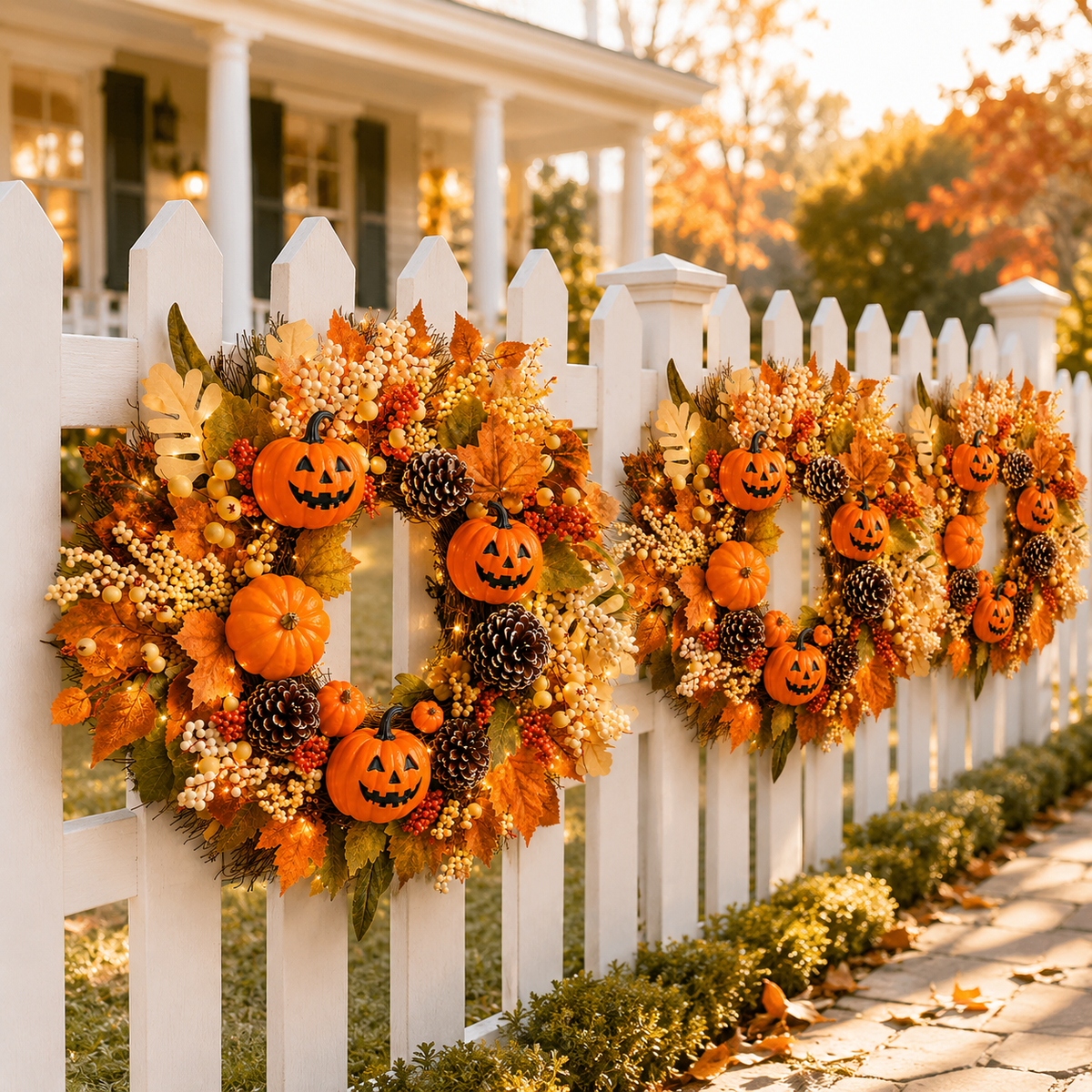 Lighted Halloween Fall Wreath
