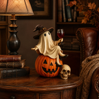 Ghost Wine Night Pumpkin Figurine