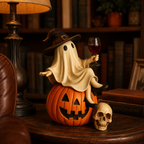 Ghost Wine Night Pumpkin Figurine