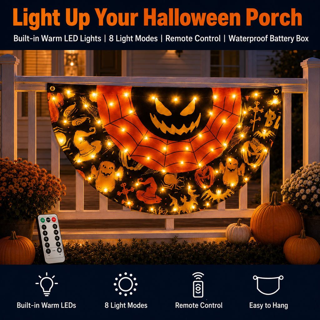 Lighted Halloween Fan Banner