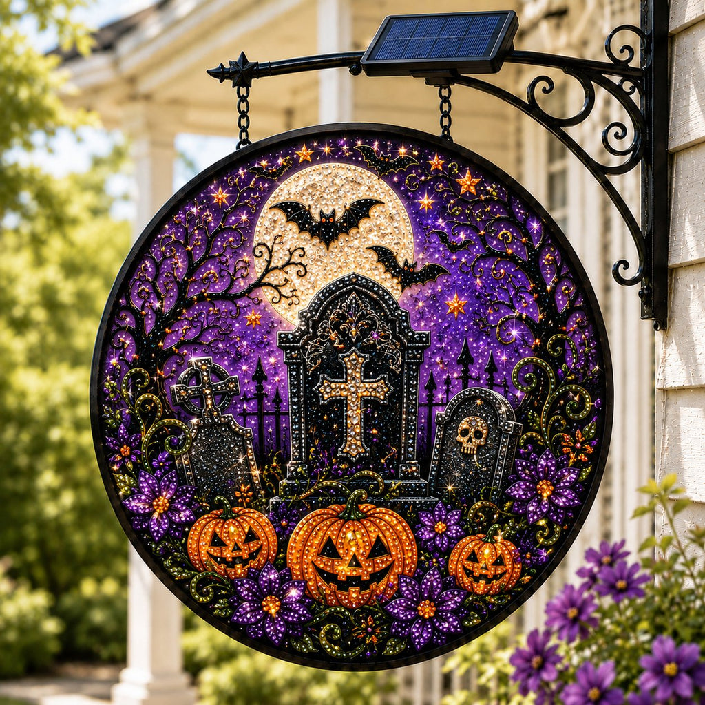 ƒ Solar Halloween LED Hanging Sign Light