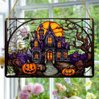 Halloween Charming Moonlight Witch Glass Window Hanging Sun Catcher
