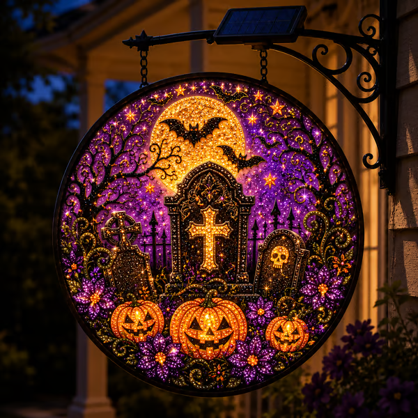 ƒ Solar Halloween LED Hanging Sign Light