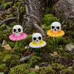 3pcs/Lot Gothic Dark Skull And Flower Figurine