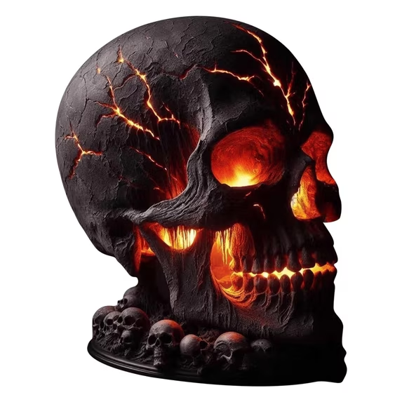 SPOOKY RESIN SKULL LED LAMP