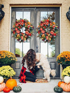 💖Fall Peony And Pumpkin Wreath - Year Round Wreath